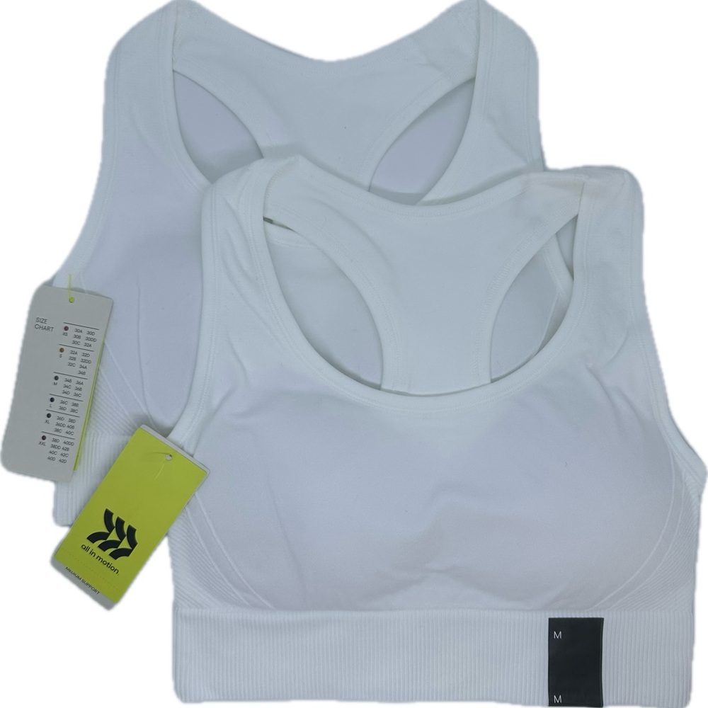 All in Motion White Seamless Racer Bra Set of 2